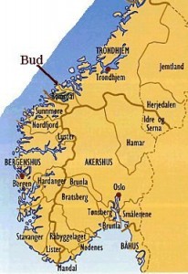 Len i Norge på 1500-talet. Landet var inndelt i fire hovudlen: Båhus, Akershus, Bergenhus (inkl. Nord-Noreg) og Trondhjem. M.a. Nordfjord, Sunnmøre og Romsdal var underliggjande len.